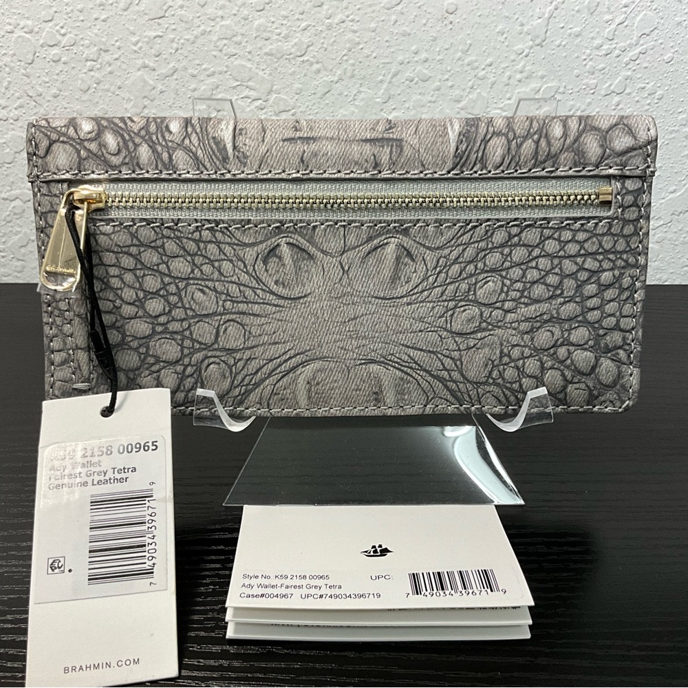 Brahmin Ady FAIREST GREY TETRA slim Leather Wallet NWT - Picture 3 of 7